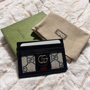 GUCCI Ophidia Card Case (Beige and Blue Supreme) NWT